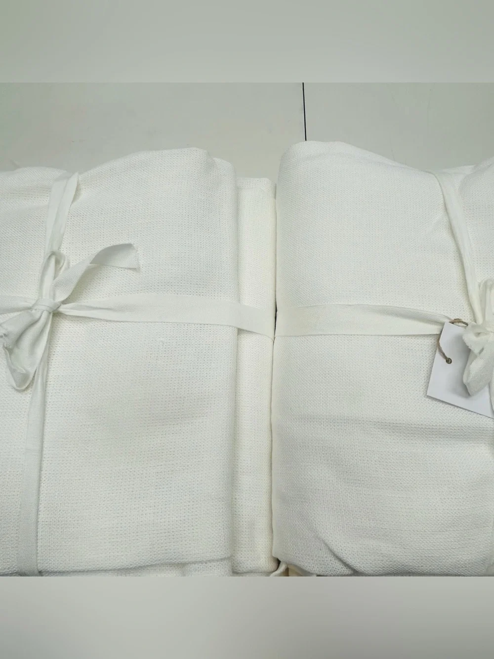 NWT QUINCE Set Of 2 48x84 Heavyweight European Linen Curtains White 8964